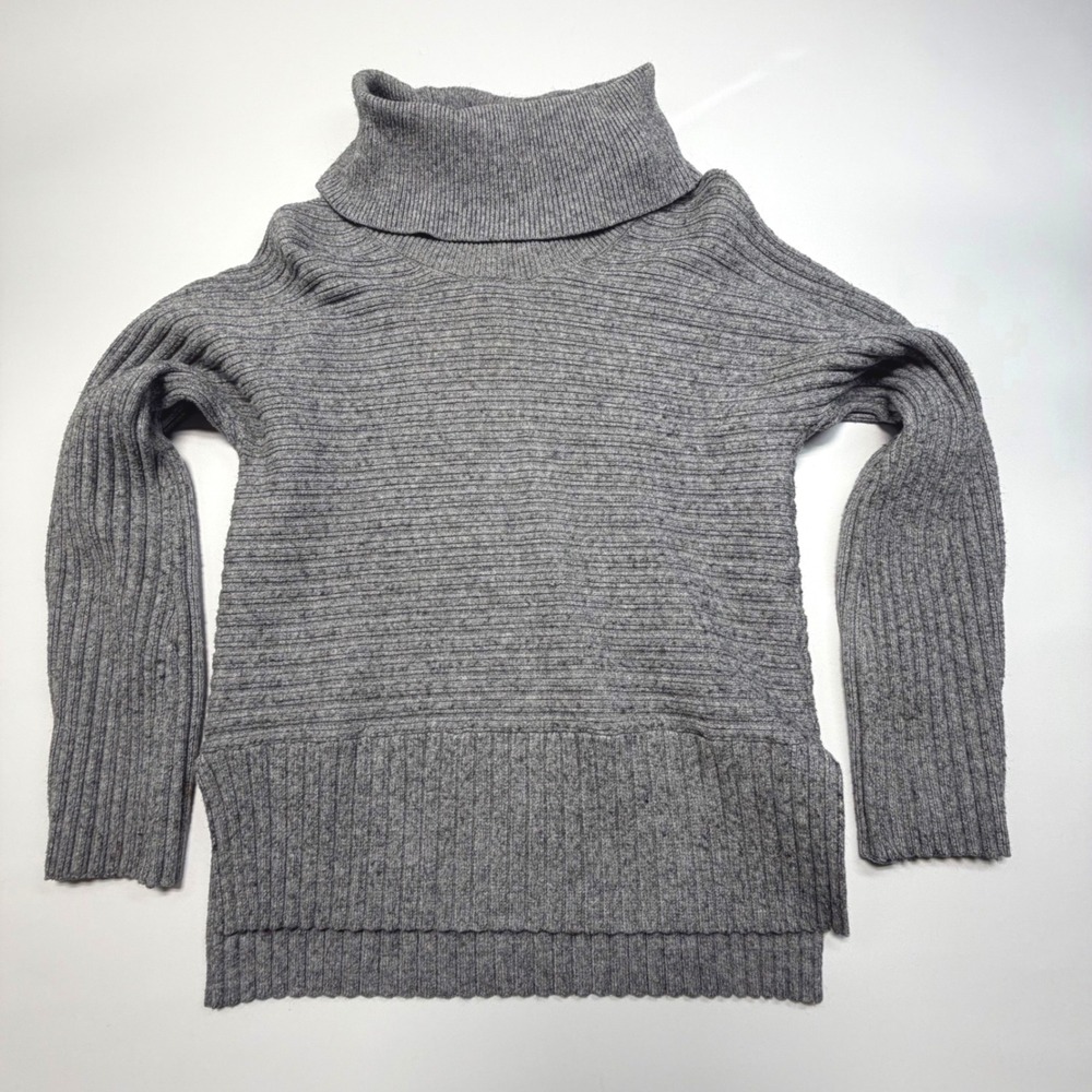 MOTH Ribbed Turtleneck Sweater Gray Size S Rayon‎ Blend Stretch Anthropologie
